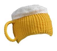 Bonnet en tricot chope de bière - Bonnet de bière d'hiver en polyester - Bonnet de bière - Bonnet de chope de bière tricoté amusant et chaud pour les amateurs qui se blottissent la tête lors des fêtes