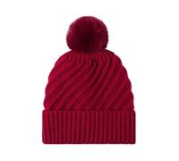 Bonnet en tricot côtelé avec pompon doux et moelleux pour femme