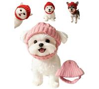 Bonnet en tricot de laine rouge pour chien avec cache-oreilles - Chapeau d'hiver chaud pour chiens et chats, bonnet confortable réduisant le bruit, cache-oreilles chaud pour intérieur/extérieur et