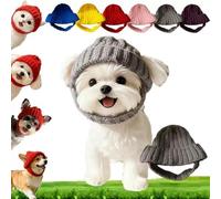Bonnet en tricot de laine rouge pour chien avec cache-oreilles - Chapeau d'hiver chaud pour chiens et chats, bonnet confortable réduisant le bruit, cache-oreilles chaud pour intérieur/extérieur et