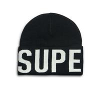 Superdry Bonnet en tricot griffé Femme Noir TU