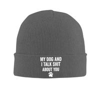 Bonnet en Tricot Mon Chien Et Moi, on Parle Mal De Toi, Drôle De Noir Thermique Chapeau Tricoté Doux Bonnet Hiver pour Décontractée Temps Froid Sport