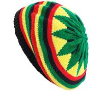 Bonnet en Tricot Rasta Jamaïcain, Béret Tricoté, Feuilles Multicolores, Mode Hip Hop, Couvre-, Unisexe, Ample, Baggy