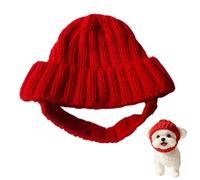 Bonnet en tricot rouge avec cache-oreilles, chapeau d'hiver chaud pour petits chiens, doux et extensible pour chiots par temps froid, pour promenades en plein air et photos