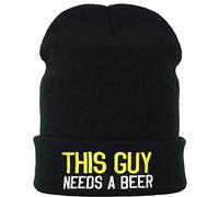 Bonnet en Tricot "This GUY Needs a BEER" - Bonnet d'Hiver Avec Citation Amusante pour Amateurs de Bière, Cadeau pour Hommes, en Laine, de Boisson, à Revers