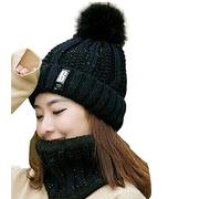 Bonnet en velours + écharpe pour femme - Bonnet de baseball chaud pour femme, Noir , Taille unique