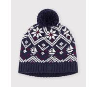 Bonnet enfant jacquard en laine et coton doublé polaire Petit Bateau - bleu - Taille 3/4 ans 3/4A bleu/écru/rouge