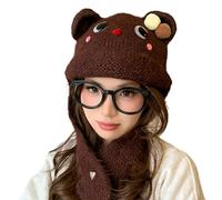 Bonnet épais en tricot pour enfants, motif dessin animé, pour l'escalade, le ski, le sport, chapeau d'ours blanc, couvre-chefs surdimensionnés pour adultes, femmes, hommes et enfants, marron, Taille