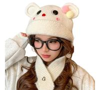 Bonnet épais en tricot pour enfants, motif dessin animé, pour l'escalade, le ski, le sport, chapeau d'ours blanc, couvre-chefs surdimensionnés pour adultes, femmes, hommes et enfants, beige, Taille