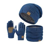 Bonnet Et Echarpe Homme Travail, Tricotés Ensemble Chauds d'hiver en Maille Côtelée 3pcs avec Bonnet d'hiver Écharpe Et Gants pour Écran Tactile Adapté À Homme Femme pour Porté Au Quotidien