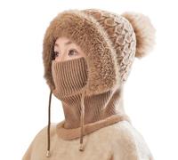 Bonnet Et Ensembles Hiver Chaud Tricoté, Multifonction Balaclava Tricoté Thermique De Cache-Cou, 3 en 1 Chapeau en Polaire Douce et Chaude, Cagoule Coupe-Vent Bonnet pour Femmes Masque De Ski