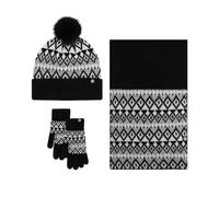 Bonnet Et Gants Homme Tactiles, Doublé Polaire Épais Bonnet Chaud Tricotés Ensemble d'hiver 3 en 1 Echarpe Gants D'écran Tactile Casquettes De Crâne Souples pour Cadeau De Noël
