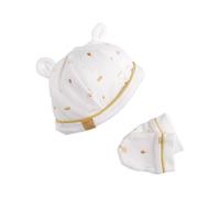 Sauthon Lot bonnet et moufles bébé Sunlight en coton Blanc 0/1M (50/54)