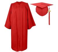 bonnet et robe, robe de remise de diplôme et casquette - Bonnet de robe pour enfant avec pompons 2025, robe chorale, accessoires pour fête de cérémonie d'enfants d'âge préscolaire, rouge, XS