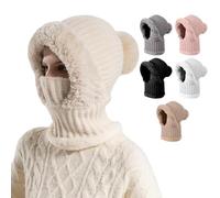 Bonnet Femme, Bonnet d'hiver Chaud en Maille avec Cache-Cou, Nouveauté 2025, Bonnet Tricoté avec Pompon,Bonnet avec éCharpe Et Masque, Cache-Cou avec Couvre-Visage