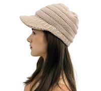 Bonnet Femme Chapeaux Peaked Cap Solide Crochet Couture Peluche Tricot Femmes Casquettes de Baseball Casquette Chasse Homme (Khaki, One Size)