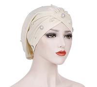 Bonnet Femme Chimio - Chapeau Chapeau Nuit Perlé Turban Chapeau Croix Femmes Musulmanes Front Petite Chimiothérapie Baotou Chapeau Casquettes De Baseball (Beige One Size)