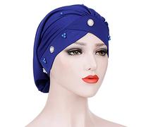 Bonnet Femme Chimio - Chapeau Chapeau Nuit Perlé Turban Chapeau Croix Femmes Musulmanes Front Petite Chimiothérapie Baotou Chapeau Casquettes De Baseball (Blue One Size)