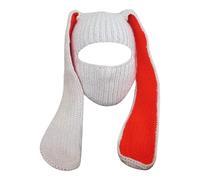 Bonnet Femme Hiver - Capuche Chaude en Tricot avec Oreilles De Lapin pour Adultes Idéale pour Les Activités De Plein Air par Temps Froid (Watermelon Red One Size)