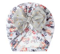 Bonnet Fille 7 Ans - Toddler Infant Baby Boys Girls Cap Floral Bowknot Elastics Turban Hat (Grey One Size)