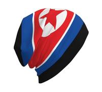 Bonnet Fin Léger pour Homme Et Femme Bonnet Slouch Tricoté avec Corée du Nord Drapeau National Doux Et Ample Unisexe Flexible Classique Hip Hop pour Hiver Et Été