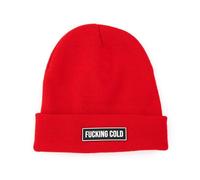 Bonnet - Fisura - Bonnet d'hiver unisexe “Cold”. Bonnet original rouge. Bonnet en maille d'acrylique. Taille unique Taille unique