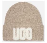 Bonnet Fuzzy UGG à logo in Cream, Taille O/S