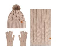 Bonnet Gant Echarpe Femme Thermique, Tricotés Ensemble Chauds d'hiver en Maille Côtelée 3pcs avec Bonnet d'hiver Écharpe Et Gants pour Écran Tactile Adapté À Homme Femme pour Porté Au Quotidien