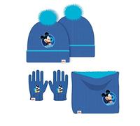 Bonnet Gants Snood Mickey Taille Unique - Ensemble 3 Pièces Mickey Disney (Bleu)