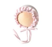 Bonnet garni de dentelle en Spandex pour nouveau-nés de 0 à 2 mois, chapeau de photographie pour bébé, casquettes attachées menton, améliore l ' élégance, accessoires Photo pour bébé