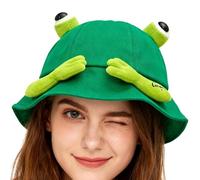 Bonnet grenouille pour adulte, mignon dessin animé drôle vêtements chauds, chapeau seau à large bord - Pour tous les jours à l'intérieur et à l'extérieur, les pique-niques, les randonnées, les fêtes