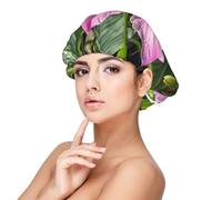 Bonnet hawaïen en satin avec fleurs tropicales pour dormir, bonnet de sommeil doux double couche en soie pour femme, cheveux longs bouclés naturels tressés