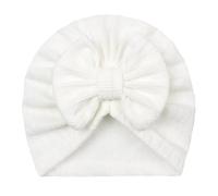 Bonnet Hiver Garcon 12 Ans - Bonnet Bébé en Maille Douce À Rayures Couleur Blé Et Joli Nœud - Couvre-Chef Douillet pour Nourrissons Et Jeunes Enfants (White 0-24 Months)