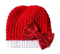 Bonnet Hiver Garcon 8 Ans - Bonnet Bébé avec Adorable Nœud Tricoté Chaud pour Nourrissons Et Tout-Petits Couvre-Chef d'hiver Douillet pour Enfants De 0 À 3 Ans pour Bébé Froid (Red 0-36 Months)
