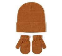 Bonnet Hiver Garcon - Ensemble Bonnet Et Gants Tricotés pour Bébé Polyvalent Couleur Unie Européen Et Automne Et Hiver Nouveau Bonnet en Laine pour Enfants (Orange M)
