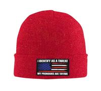 Bonnet Hiver Je m'identifie comme Une Menace Bonnet De Nuit Hiver 53-59Cm | Confortable Bonnet de Pêcheur Respirant Chapeau de Crâne à Revers carnaval ski