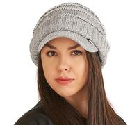 Bonnet Hiver Visiere Tricot Homme - Chapeau Femme Protege Oreille Casquette Tombant Chaud Beanie À Bord Mix Gris