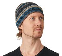 Bonnet Homme Chapeau Femme Crochet - Casquette Ete De Style Tricot Coloré Peruvien Boho Vintage Léger Unisexe Bleu