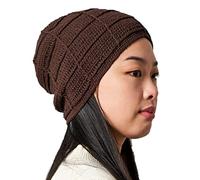 Bonnet Homme Chapeau Femme Ete - Beanie Type Beret Chimio 100% Coton Crochet pour Peau Sensible Tricot Fait Main Unisexe Sombre Brun