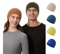 Bonnet Homme Femme,Doublure Polaire Classique Confort de Première Qualité Hiver Bonnet Tricoté en Laine Bonnets Douillet sans Rebord Confortable et Chaud 2025