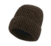 Bonnet Homme Femme Hiver Chaud, Doublure Polaire Classique,Bonnet Court Tricot Extensible, Bonnets Douillet sans Rebord (Café)