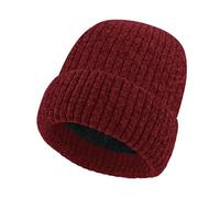 Bonnet Homme Femme Hiver Chaud, Doublure Polaire Classique,Bonnet Court Tricot Extensible, Bonnets Douillet sans Rebord (Bordeaux)