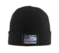 Bonnet Homme Je Soutiens Israël Drapeau Américain Drapeau National D'Israël Bonnet Maille Extensible Trawler pour Ski Toutes Saisons Femme