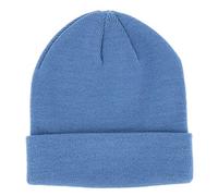 Bonnet Homme ou Femme Bleu Clair - Bonnet Hiver Basic en Maille sans Pompon - 100% Acrylique - avec ou sans Revers - Modèle Simple et Classique sans Marque - Taille Unique