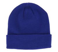 Bonnet Homme ou Femme Bleu foncé Uni - Bonnet Hiver Basic en Maille sans Pompon - 100% Acrylique - avec ou sans Revers - Modèle Simple et Classique sans Marque - Taille Unique