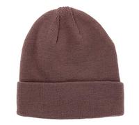Bonnet Homme ou Femme Gris Taupe - Bonnet Hiver Basic en Maille sans Pompon - 100% Acrylique - avec ou sans Revers - Modèle Simple et Classique sans Marque - Taille Unique