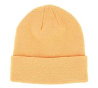 Bonnet Homme ou Femme Jaune Orange Uni - Bonnet Hiver Basic en Maille sans Pompon - 100% Acrylique - avec ou sans Revers - Modèle Simple et Classique sans Marque - Taille Unique
