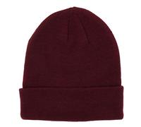 Bonnet Homme ou Femme Lie de vin Uni - Bonnet Hiver Basic en Maille sans Pompon - 100% Acrylique - avec ou sans Revers - Modèle Simple et Classique sans Marque - Taille Unique