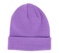 Bonnet Homme ou Femme Lilas - Bonnet Hiver Basic en Maille sans Pompon - 100% Acrylique - avec ou sans Revers - Modèle Simple et Classique sans Marque - Taille Unique