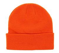 Bonnet Homme ou Femme Orange - Bonnet Hiver Basic en Maille sans Pompon - 100% Acrylique - avec ou sans Revers - Modèle Simple et Classique sans Marque - Taille Unique
